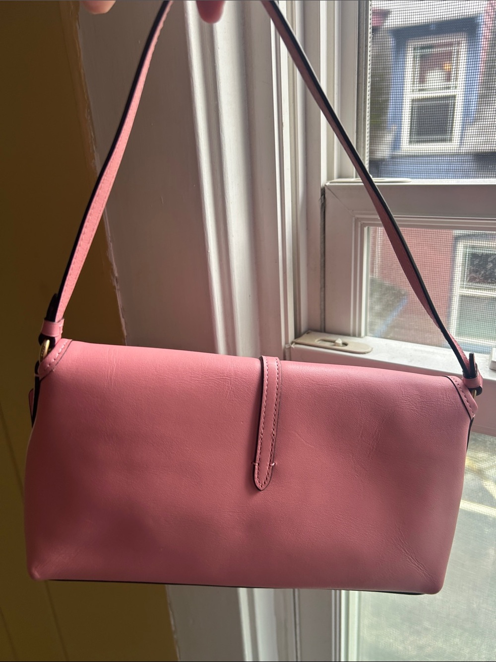 COACH- Pink Leather Shoulder Bag with Gold Hardware - Picture 6 of 7